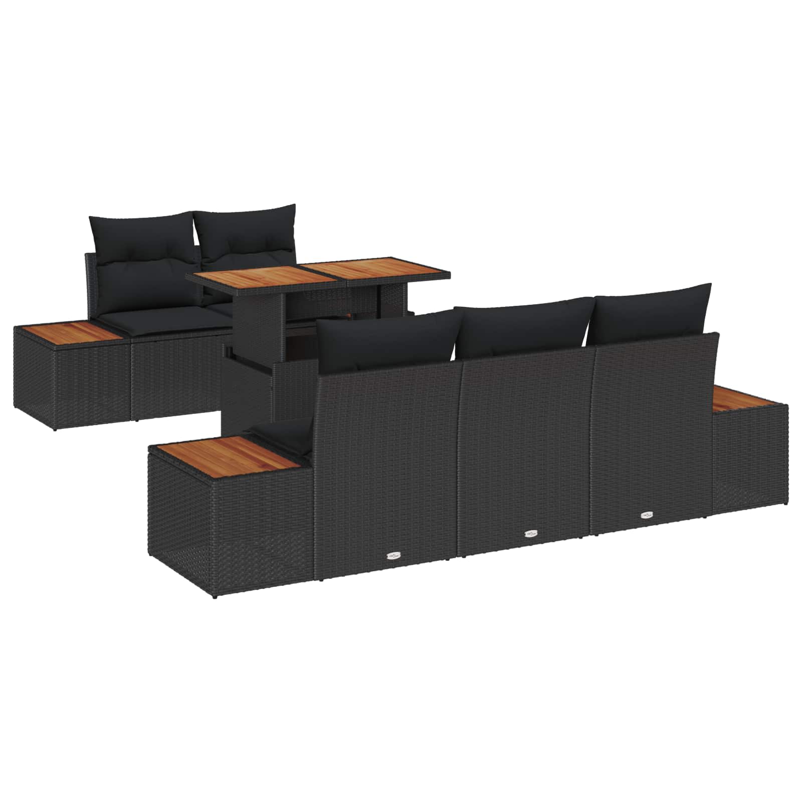 Garten-Sofa-Set mit Speicher 6 pcs Schwarz Poly Rattan