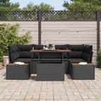 Garten-Sofa-Set mit Speicher 7 pcs Schwarz Poly Rattan
