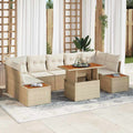 Garten-Sofa-Set mit Speicher 8 pcs Beige Poly Rattan
