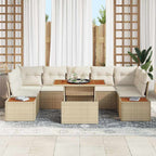 Garten-Sofa-Set mit Speicher 8 pcs Beige Poly Rattan