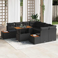Garten-Sofa-Set mit Speicher 9 pcs Schwarz Poly Rattan