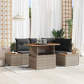 Garten-Sofa-Set mit Speicher 5 pcs Grau Poly Rattan