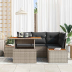Garten-Sofa-Set mit Speicher 5 pcs Grau Poly Rattan