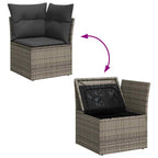 Garten-Sofa-Set mit Speicher 8 pcs Grau Poly Rattan