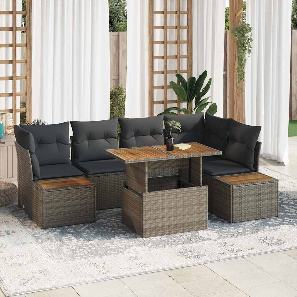 Garten-Sofa-Set mit Speicher 10 pcs Grau Poly Rattan