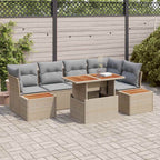 Garten-Sofa-Set mit Speicher 10 pcs Beige Poly Rattan