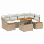 Garten-Sofa-Set mit Speicher 10 pcs Beige Poly Rattan