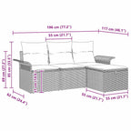 Gartensofa-set mit Kissen mit Speicher 4 pcs Grau Poly-Rattan