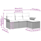 Gartensofa-set mit Kissen 4 pcs Grau und Marineblau Poly-Rattan