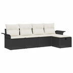 Gartensofa-set mit Kissen 5 pcs Schwarz und Creme Poly-Rattan