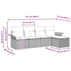 Gartensofa-set mit Kissen 5 pcs Beige und Hellgrau Poly-Rattan