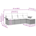 Gartensofa-set mit Kissen 5 pcs Schwarz und Türkis Poly-Rattan