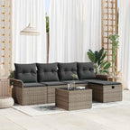 Gartensofa-set mit Kissen mit Speicher 6 pcs Grau Poly-Rattan