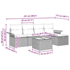 Gartensofa-set mit Kissen mit Speicher 6 pcs Grau Poly-Rattan