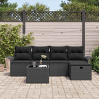 Gartensofa-set mit Kissen 6 pcs Schwarz Poly-Rattan