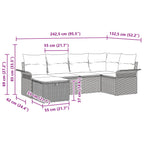 Gartensofa-set mit Kissen 6 pcs Braun und Rot Poly-Rattan