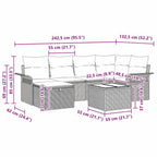 Gartensofa-set mit Kissen 7 pcs Hellgrau Poly-Rattan