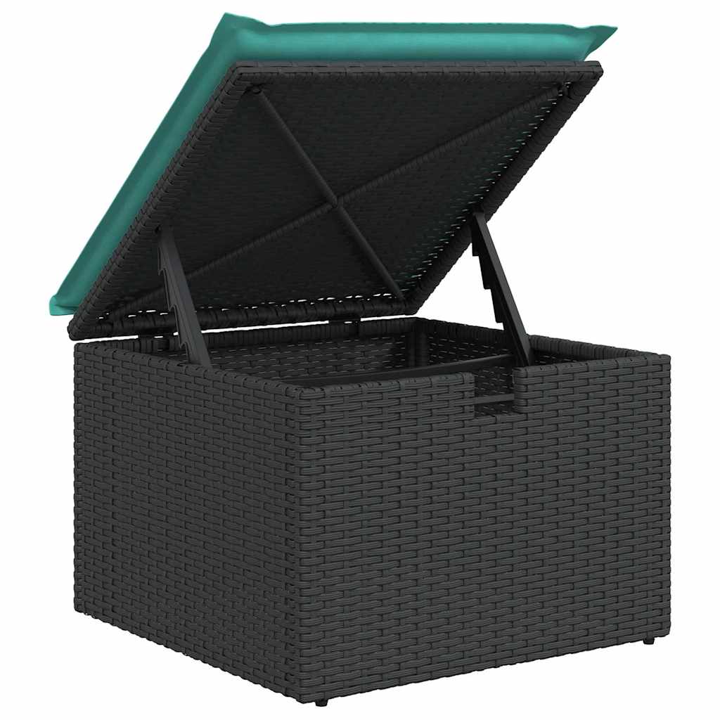 Gartensofa-set mit Kissen 7 pcs Schwarz und Türkis Poly-Rattan
