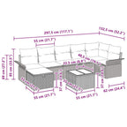Gartensofa-set mit Kissen 8 pcs Beige und Hellgrau Poly-Rattan
