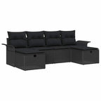 Gartensofa-set mit Kissen 6 pcs Schwarz Poly-Rattan