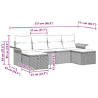 Gartensofa-set mit Kissen 6 pcs Schwarz Poly-Rattan