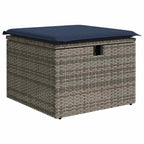Gartensofa-set mit Kissen 6 pcs Grau und Marineblau Poly-Rattan
