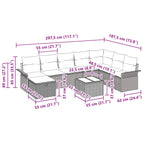 Gartensofa-set mit Kissen 9 pcs Schwarz und Türkis Poly-Rattan