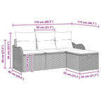 Gartensofa-set mit Kissen 4 pcs Schwarz Poly-Rattan