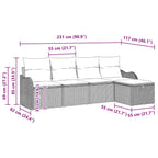 Garten-Sofa-Set mit Kissen 5 pcs Schwarz Poly Rattan