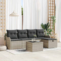 Gartensofa-set mit Kissen 6 pcs Hellgrau Poly-Rattan