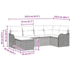 Garten-Sofa-Set mit Kissen 6 pcs Schwarz Poly Rattan