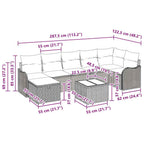 Sofa Set mit Kissen mit Speicher 8 pcs Hellgrau Poly-Rattan