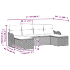 Sofa Set mit Kissen mit Speicher 6 pcs Grau Poly-Rattan