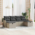 Sofa Set mit Kissen mit Speicher 6 pcs Hellgrau Poly-Rattan
