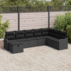 Sofa Set mit Kissen mit Speicher Schwarz Poly-Rattan