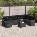 Sofa Set mit Kissen mit Speicher Schwarz Poly-Rattan