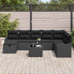 Sofa Set mit Kissen mit Speicher Schwarz Poly-Rattan
