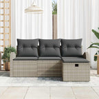 Sofa Set mit Kissen mit Speicher 4 pcs Hellgrau Poly-Rattan