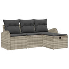 Sofa Set mit Kissen mit Speicher 4 pcs Hellgrau Poly-Rattan
