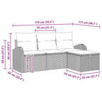 Sofa Set mit Kissen mit Speicher 4 pcs Schwarz Poly-Rattan