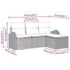 Sofa Set mit Kissen 4 pcs Braun und Rot Poly-Rattan