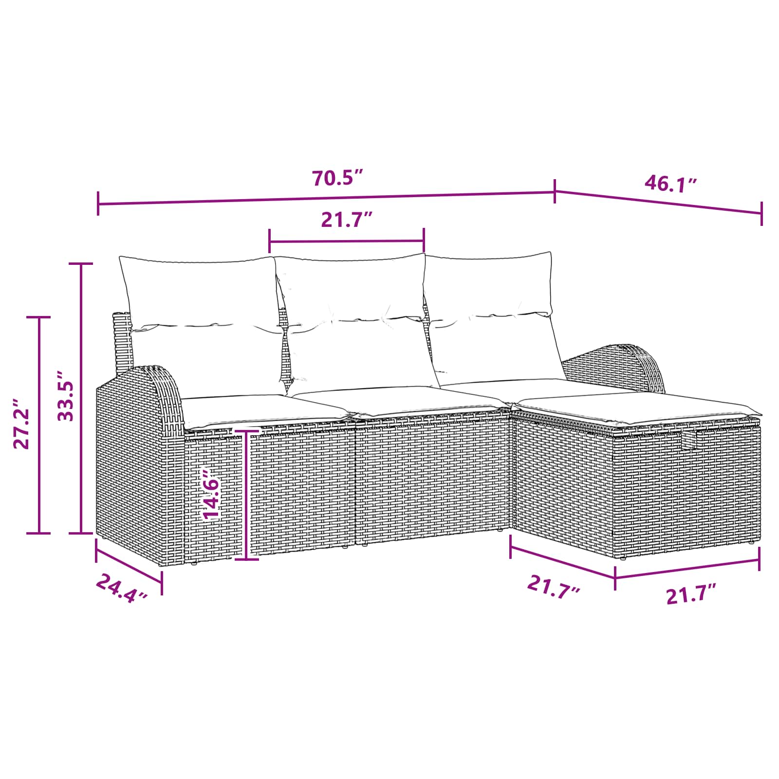 Sofa Set mit Kissen 4 pcs Braun und Rot Poly-Rattan