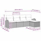 Sofa Set mit Kissen mit Speicher Grau Poly-Rattan