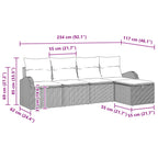 Sofa Set mit Kissen 5 pcs Braun und Rot Poly-Rattan