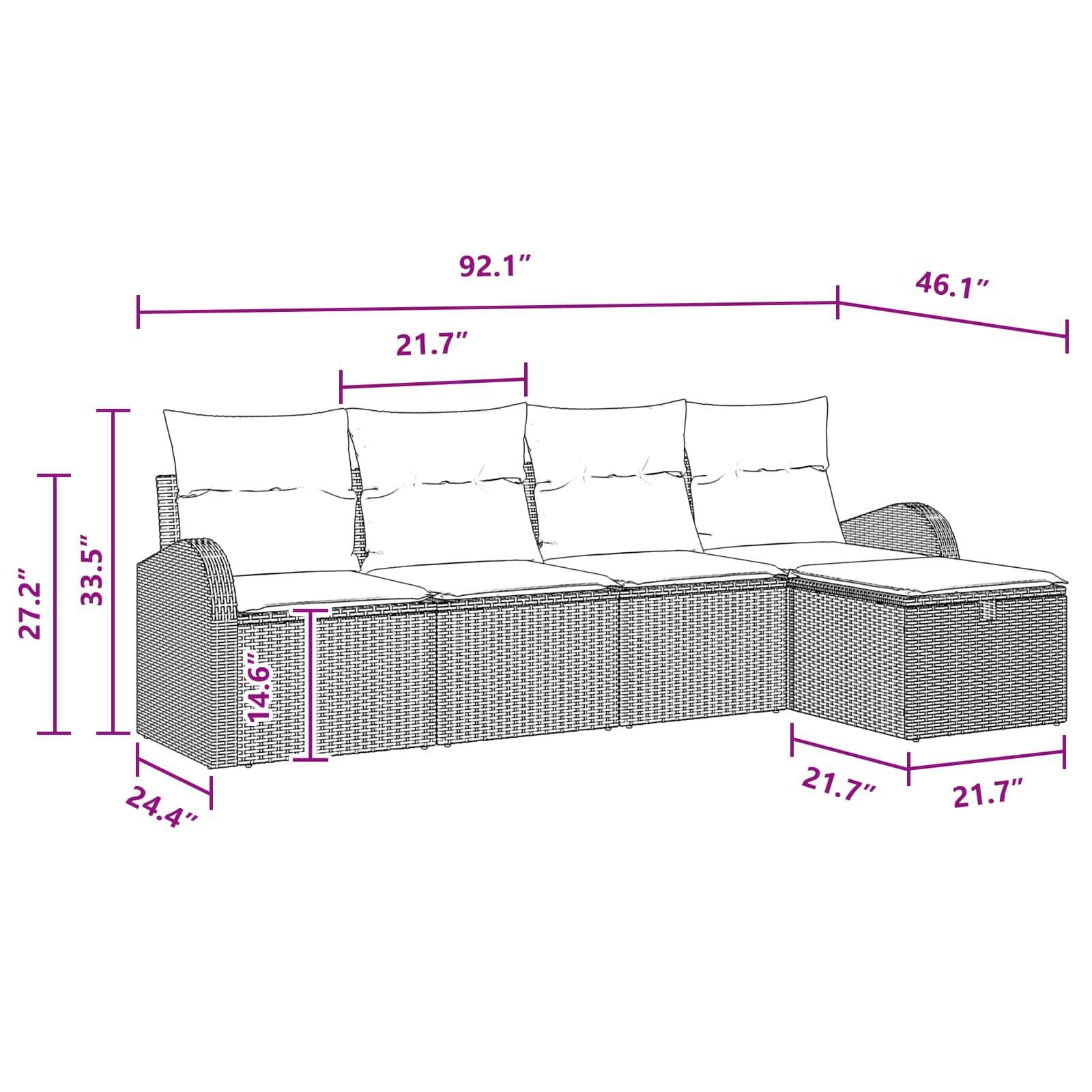 Sofa Set mit Kissen 5 pcs Braun und Rot Poly-Rattan