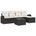 Sofa Set mit Kissen 6 pcs Schwarz und Creme Poly-Rattan