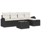 Sofa Set mit Kissen 6 pcs Schwarz und Creme Poly-Rattan
