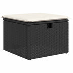 Sofa Set mit Kissen 6 pcs Schwarz und Creme Poly-Rattan