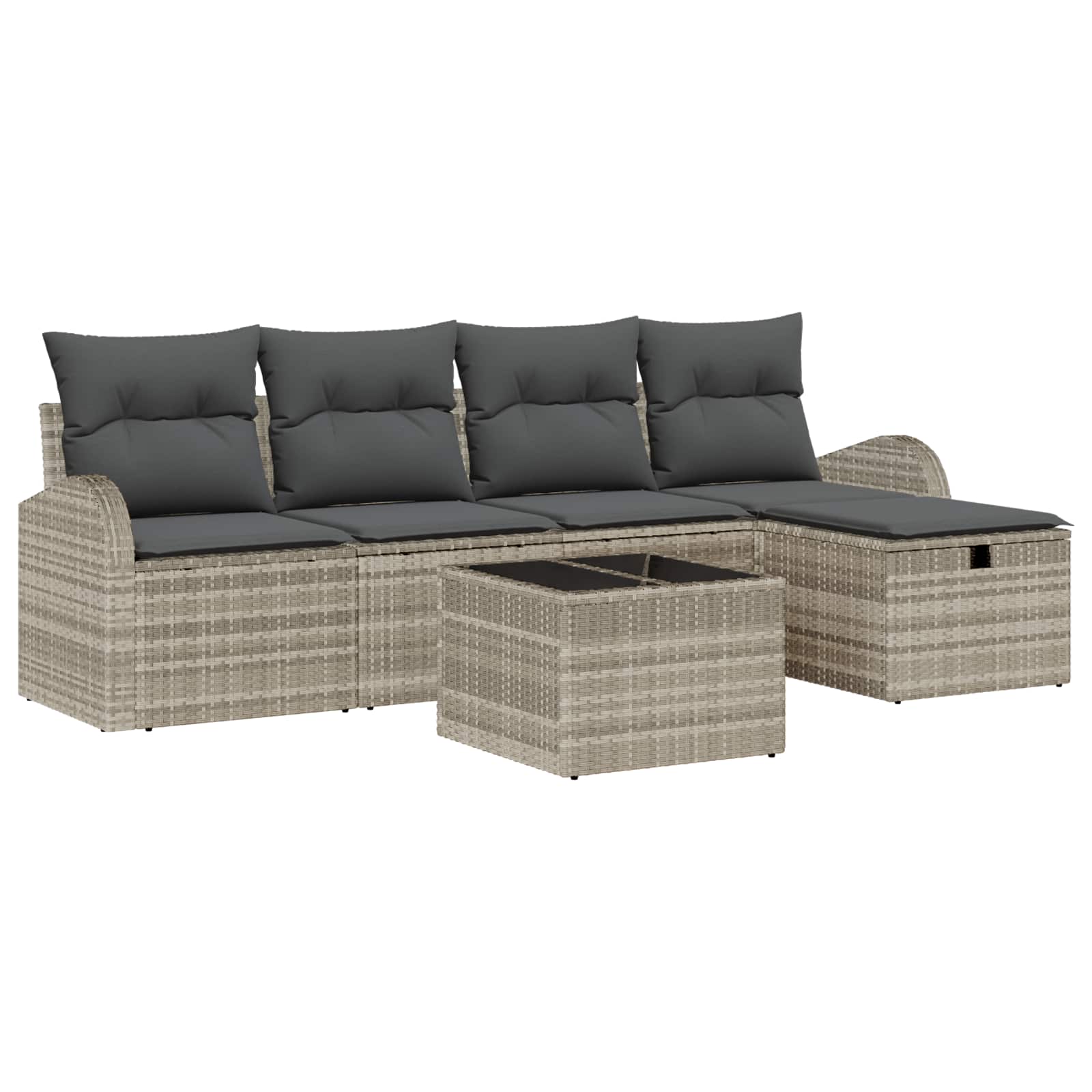 Sofa Set mit Kissen mit Speicher 6 pcs Hellgrau Poly-Rattan