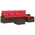 Sofa Set mit Kissen mit Speicher Braun und Rot Poly-Rattan